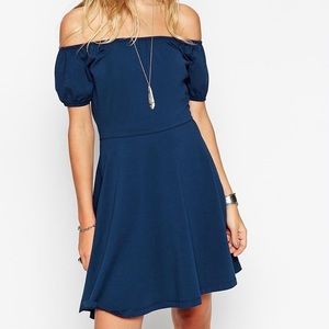 Brand new Asos skater dress with off shoulder and gypsy detail in size small (S)